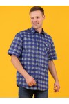 Рубашка мужская в клетку, короткий рукав, 1 карман, бязь